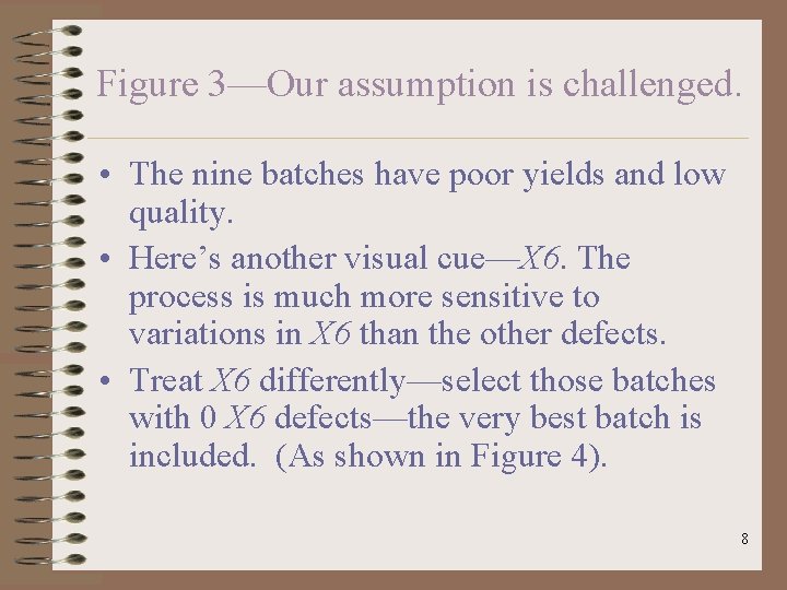 Figure 3—Our assumption is challenged. • The nine batches have poor yields and low