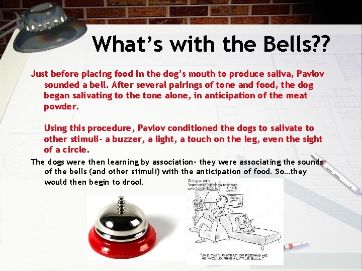 What’s with the Bells? ? Just before placing food in the dog’s mouth to