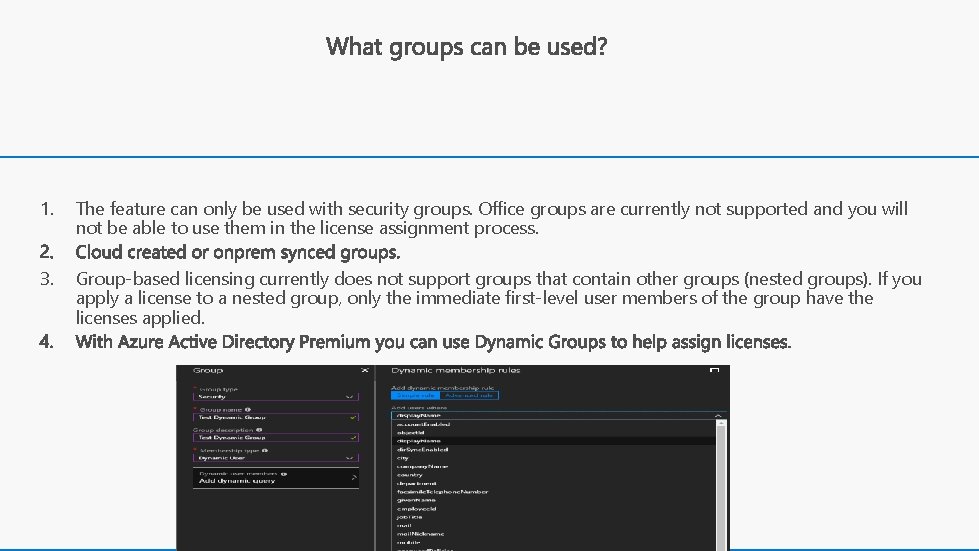 1. The feature can only be used with security groups. Office groups are currently