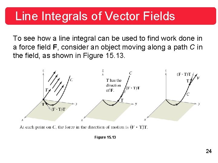 Line Integrals of Vector Fields To see how a line integral can be used Line Integrals of Vector Fields To see how a line integral can be used