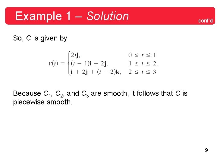 Example 1 – Solution cont’d So, C is given by Because C 1, C Example 1 – Solution cont’d So, C is given by Because C 1, C