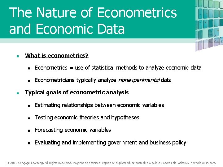 The Nature of Econometrics and Economic Data What is econometrics? Econometrics = use of