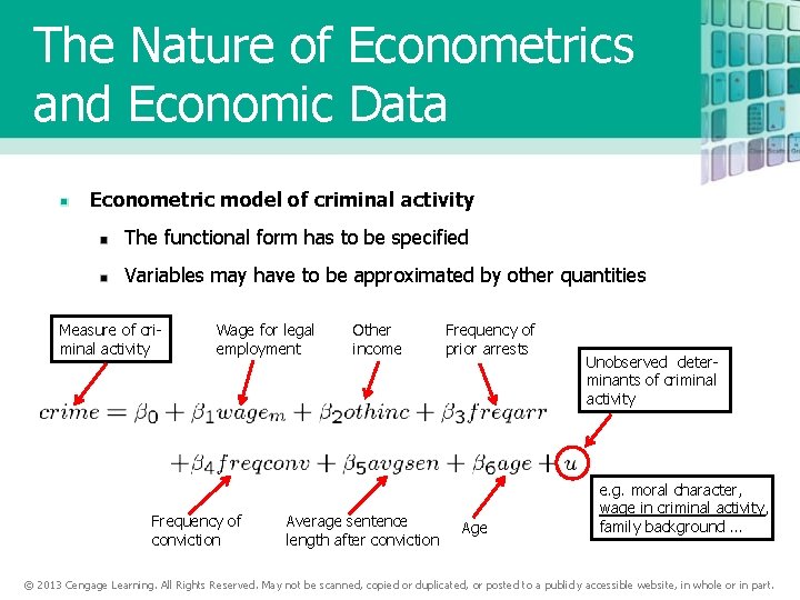 The Nature of Econometrics and Economic Data Econometric model of criminal activity The functional