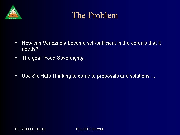 The Problem • How can Venezuela become self-sufficient in the cereals that it needs?