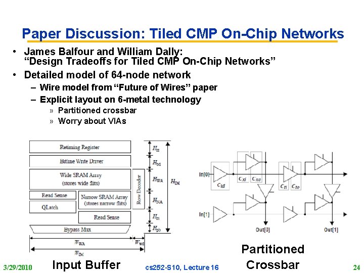 Paper Discussion: Tiled CMP On-Chip Networks • James Balfour and William Dally: “Design Tradeoffs