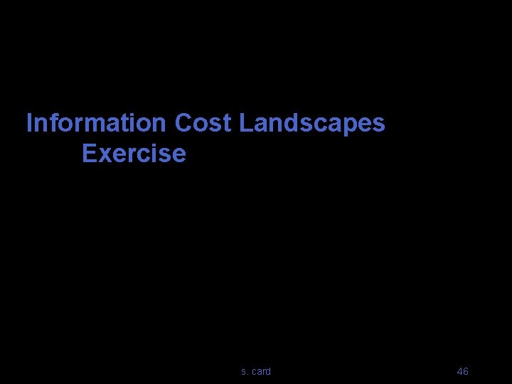 Information Cost Landscapes Exercise s. card 46 Information Cost Landscapes Exercise s. card 46