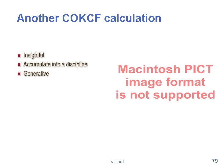 Another COKCF calculation s. card 79 