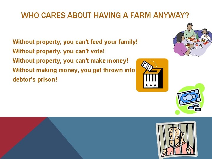 WHO CARES ABOUT HAVING A FARM ANYWAY? Without property, you can't feed your family!
