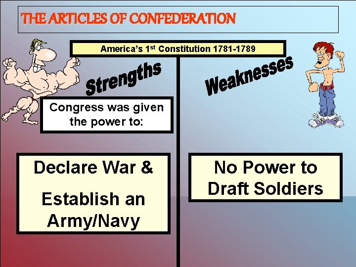 THE ARTICLES OF CONFEDERATION America’s 1 st Constitution 1781 -1789 Congress was given the