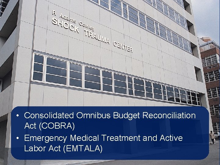  • Consolidated Omnibus Budget Reconciliation Act (COBRA) • Emergency Medical Treatment and Active
