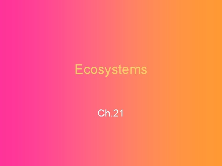 Ecosystems Ch. 21 