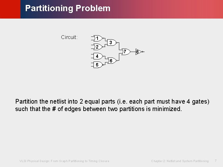 © KLMH Partitioning Problem Circuit: 1 2 4 5 3 7 8 6 VLSI