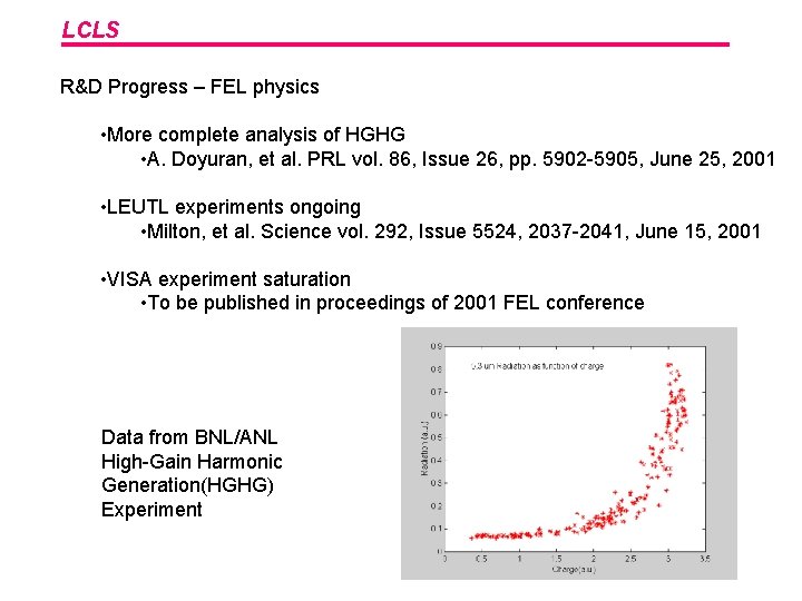 LCLS R&D Progress – FEL physics • More complete analysis of HGHG • A.