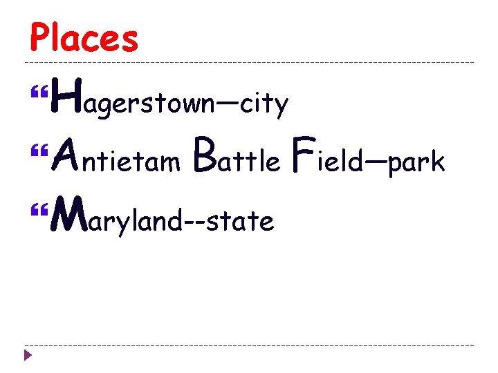 Places Hagerstown—city Antietam Battle Field—park Maryland--state 