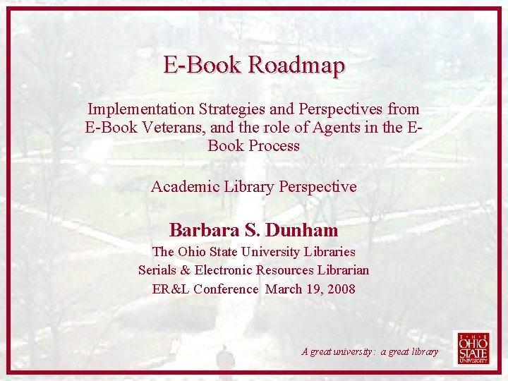 E-Book Roadmap Implementation Strategies and Perspectives from E-Book Veterans, and the role of Agents