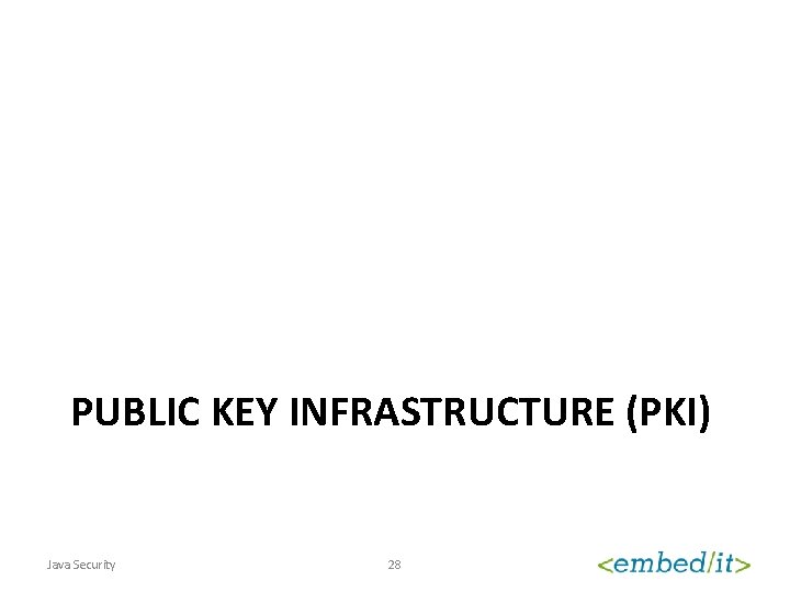 PUBLIC KEY INFRASTRUCTURE (PKI) Java Security 28 