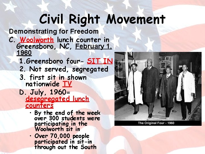 Civil Right Movement Demonstrating for Freedom C. Woolworth lunch counter in Greensboro, NC, February