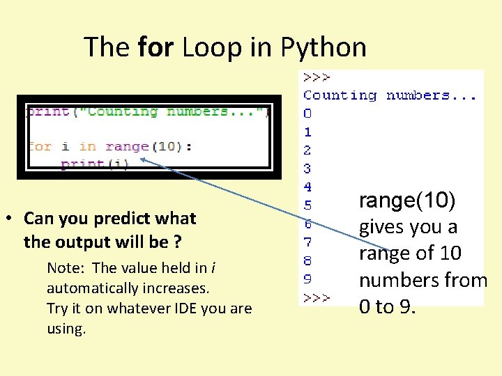 The for Loop in Python • Can you predict what the output will be