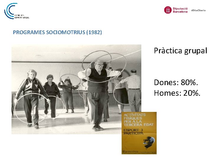 PROGRAMES SOCIOMOTRIUS (1982) Pràctica grupal Dones: 80%. Homes: 20%. 