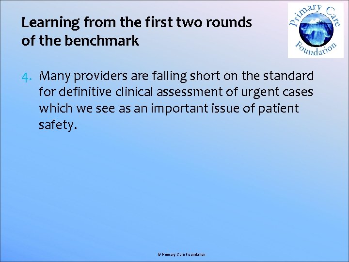 Learning from the first two rounds of the benchmark 4. Many providers are falling