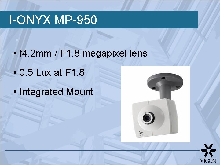 I-ONYX MP-950 • f 4. 2 mm / F 1. 8 megapixel lens •