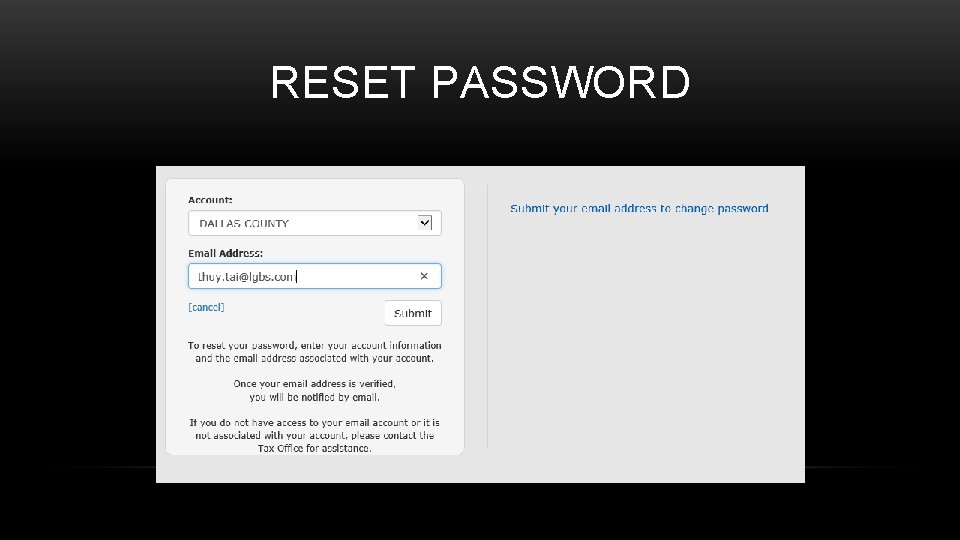 RESET PASSWORD 