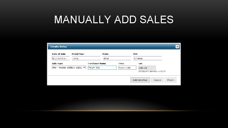 MANUALLY ADD SALES 