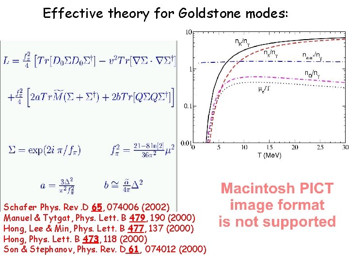 Effective theory for Goldstone modes: Schafer Phys. Rev. D 65, 074006 (2002) Manuel &