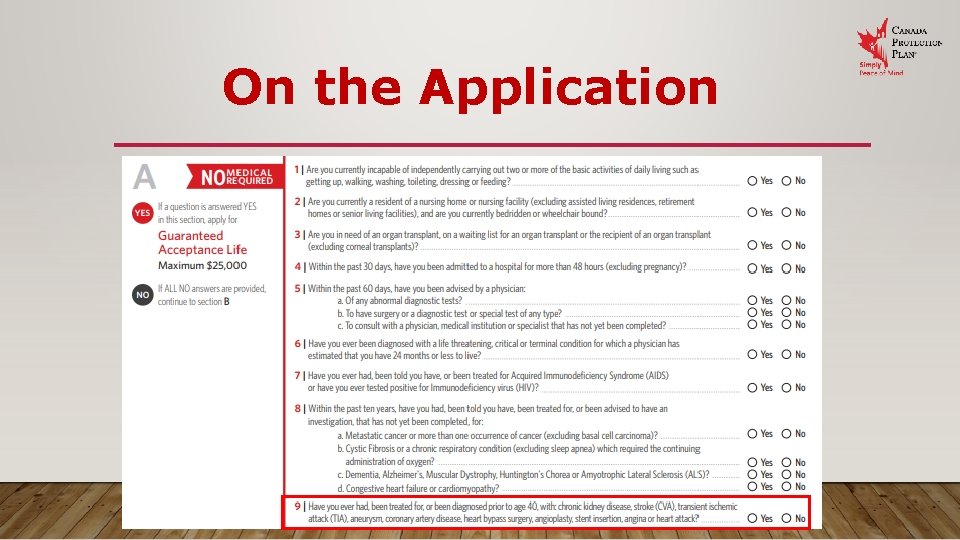 On the Application 