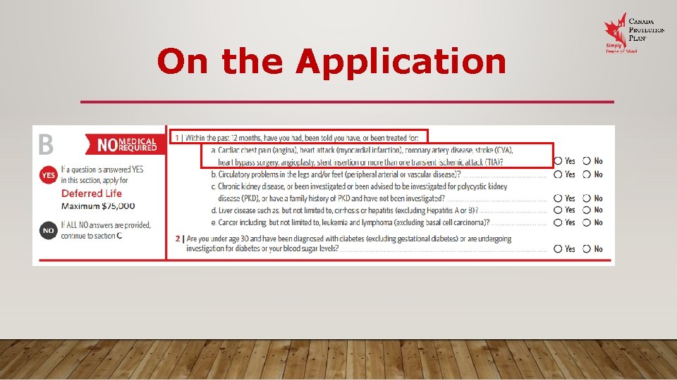 On the Application 