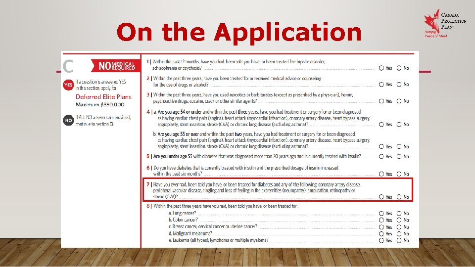 On the Application 