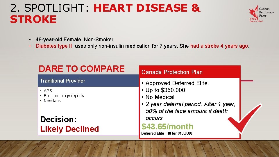 2. SPOTLIGHT: HEART DISEASE & STROKE • 48 -year-old Female, Non-Smoker • Diabetes type