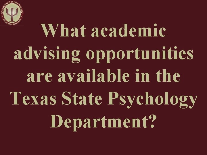 What academic advising opportunities are available in the Texas State Psychology Department? 