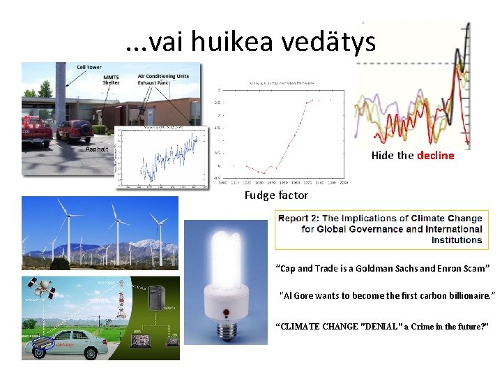 . . . vai huikea vedätys Hide the decline Fudge factor “Cap and Trade