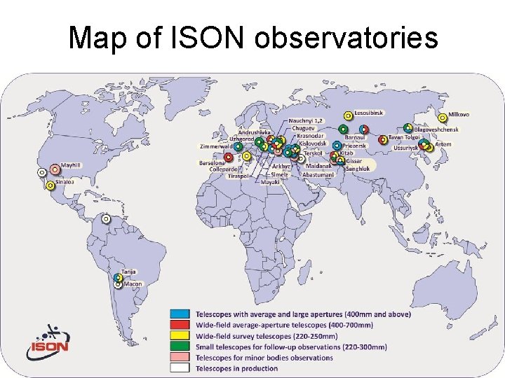 Map of ISON observatories 