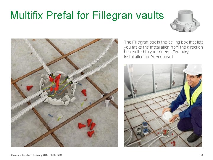 Multifix Prefal for Fillegran vaults The Fillegran box is the ceiling box that lets