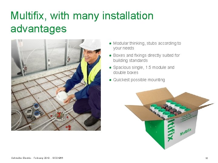 Multifix, with many installation advantages ● Modular thinking, stubs according to your needs ●
