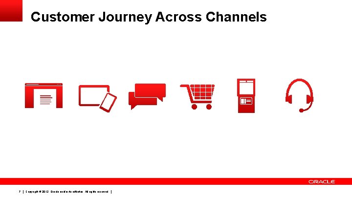 Customer Journey Across Channels 7 Copyright © 2012, Oracle and/or its affiliates. All rights