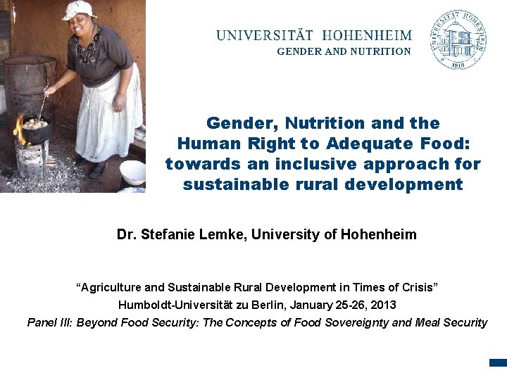 GENDER AND NUTRITION Gender, Nutrition and the Human Right to Adequate Food: towards an