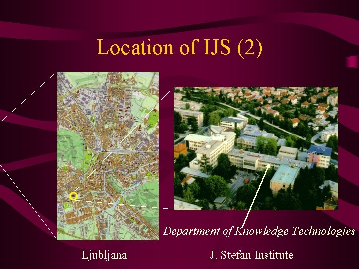 Location of IJS (2) Department of Knowledge Technologies Ljubljana J. Stefan Institute 