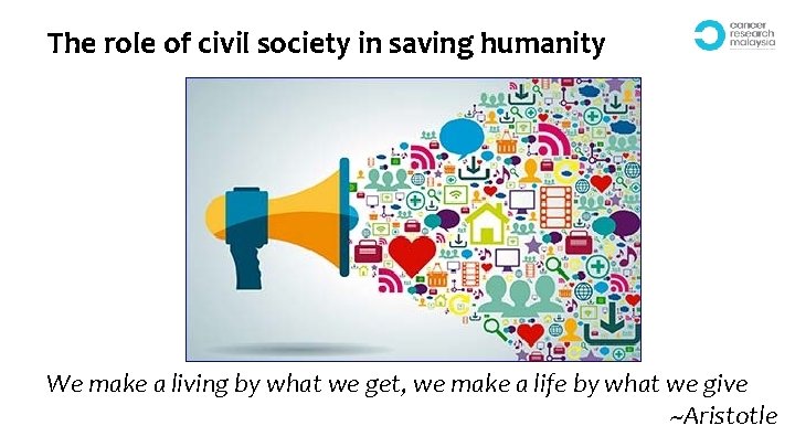 The role of civil society in saving humanity We make a living by what