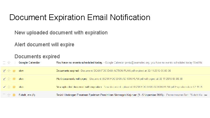 Document Expiration Email Notification New uploaded document with expiration Alert document will expire Documents