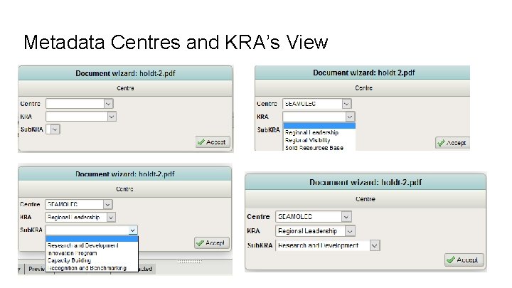 Metadata Centres and KRA’s View 