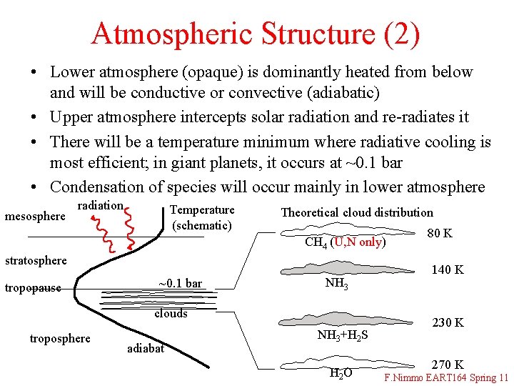 Atmospheric Structure (2) • Lower atmosphere (opaque) is dominantly heated from below and will