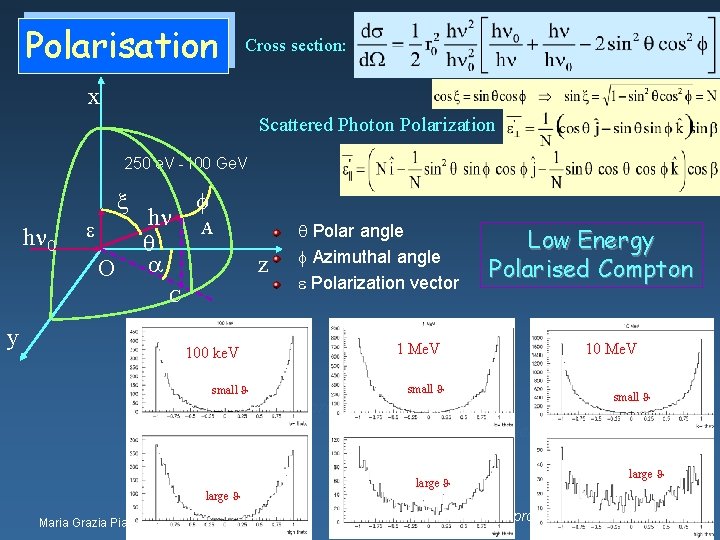 Polarisation Cross section: x Scattered Photon Polarization 250 e. V 100 Ge. V x