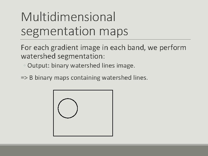 Multidimensional segmentation maps For each gradient image in each band, we perform watershed segmentation: