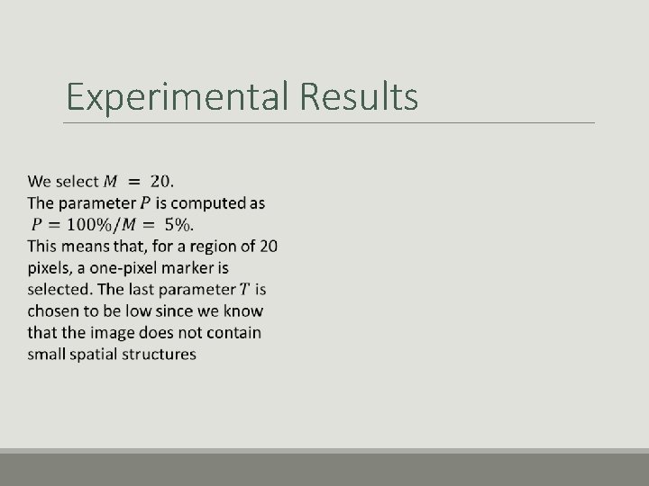 Experimental Results 