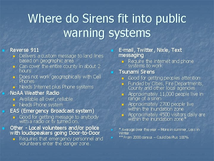 State of the Siren Warning System Why are