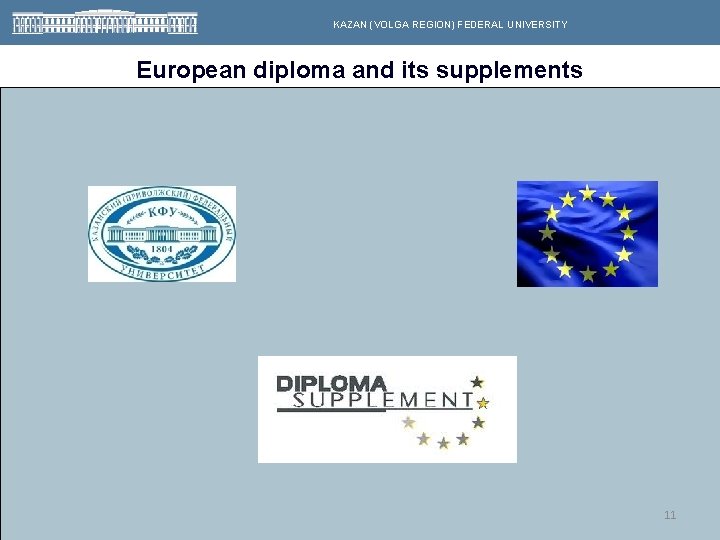 KAZAN (VOLGA REGION) FEDERAL UNIVERSITY European diploma and its supplements 11 