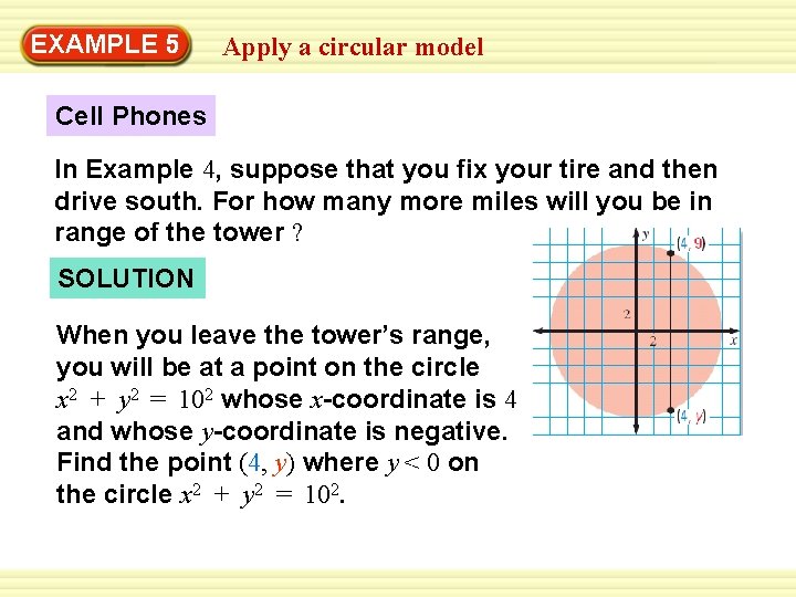 EXAMPLE 5 Apply a circular model Cell Phones In Example 4, suppose that you EXAMPLE 5 Apply a circular model Cell Phones In Example 4, suppose that you